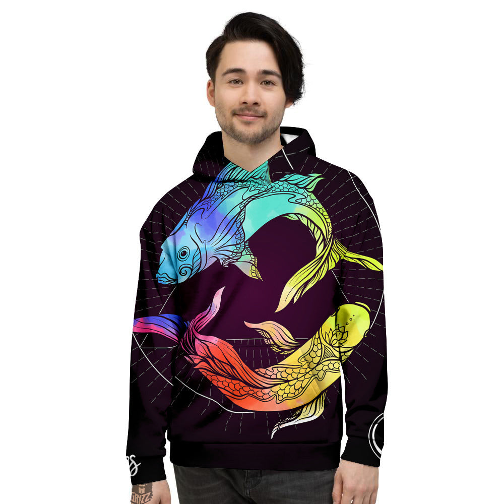 Pisces Sign Colorful Print Men's Hoodie-grizzshop