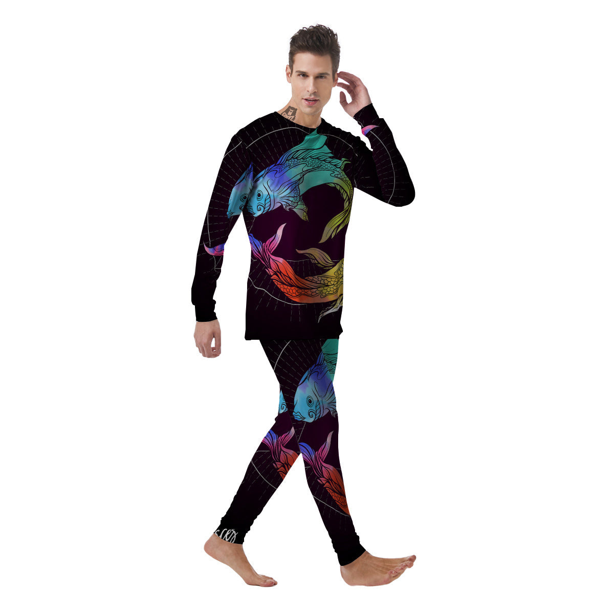 Pisces Sign Colorful Print Men's Pajamas-grizzshop