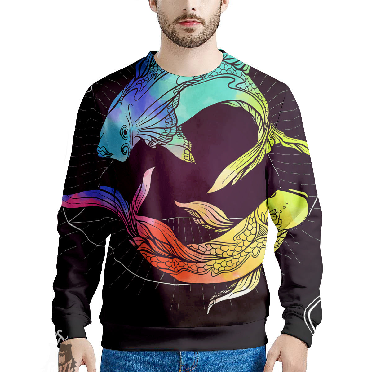 Pisces Sign Colorful Print Men's Sweatshirt-grizzshop