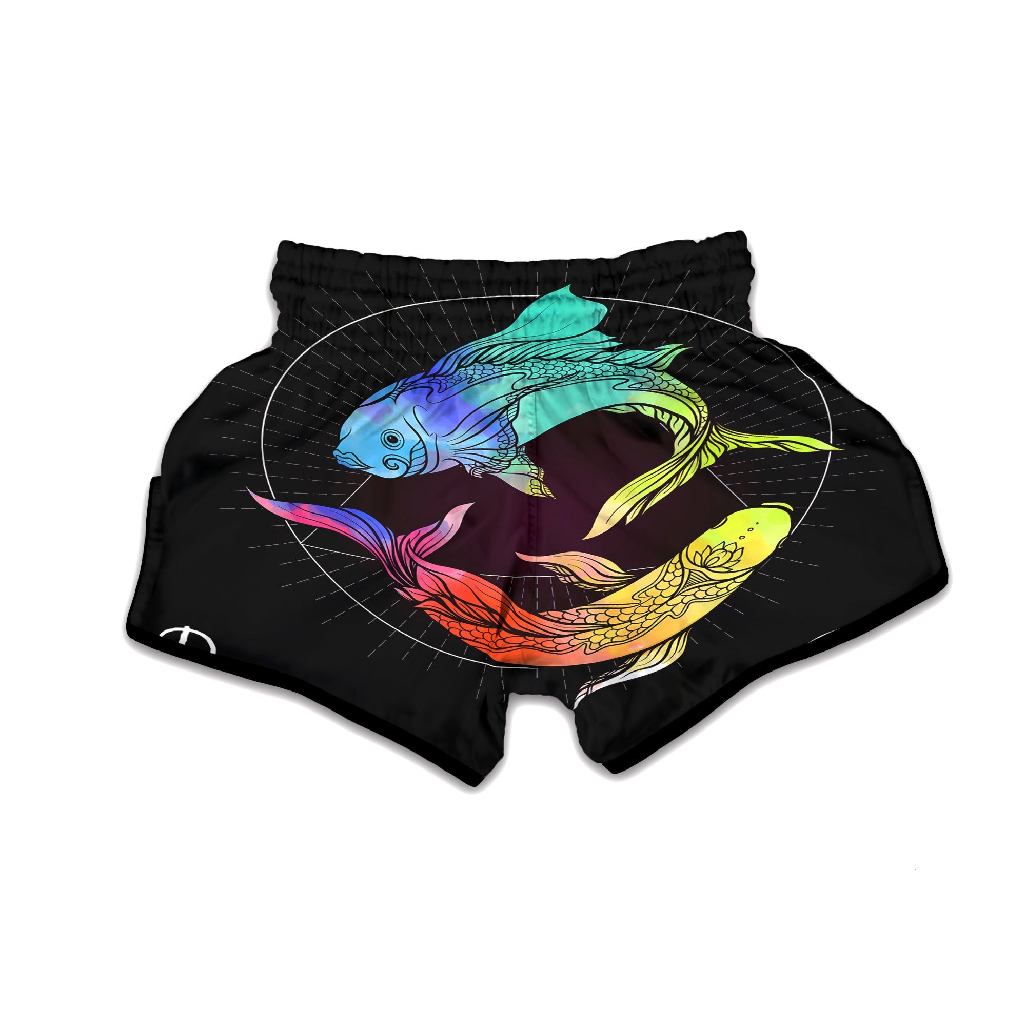 Pisces Sign Colorful Print Muay Thai Boxing Shorts-grizzshop
