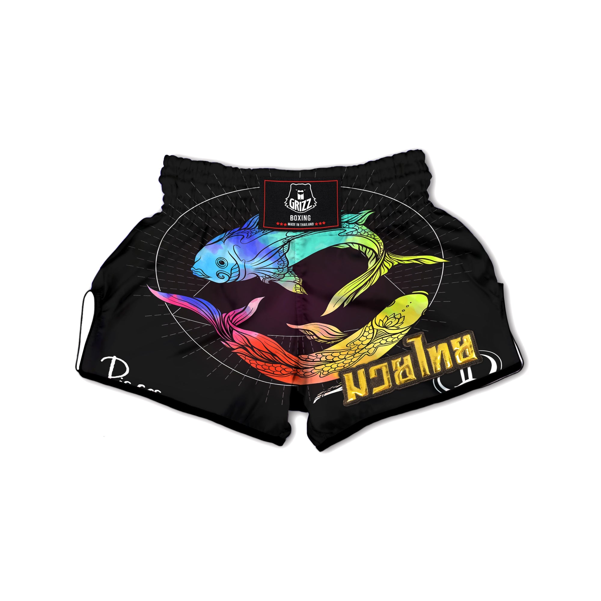 Pisces Sign Colorful Print Muay Thai Boxing Shorts-grizzshop