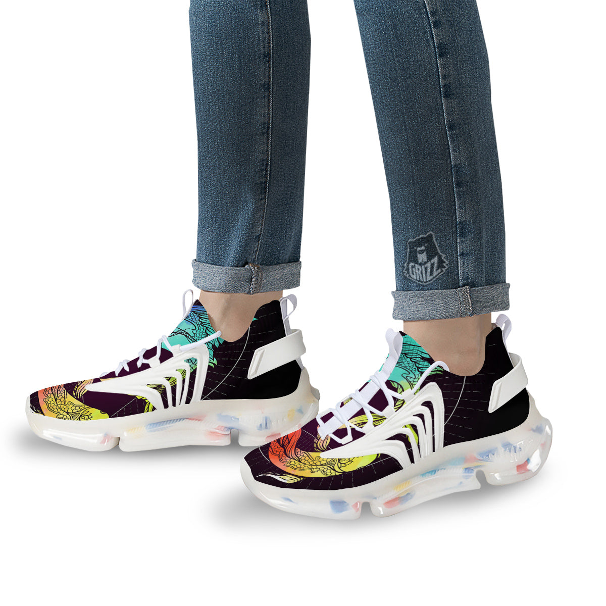 Pisces Sign Colorful Print White Gym Shoes-grizzshop