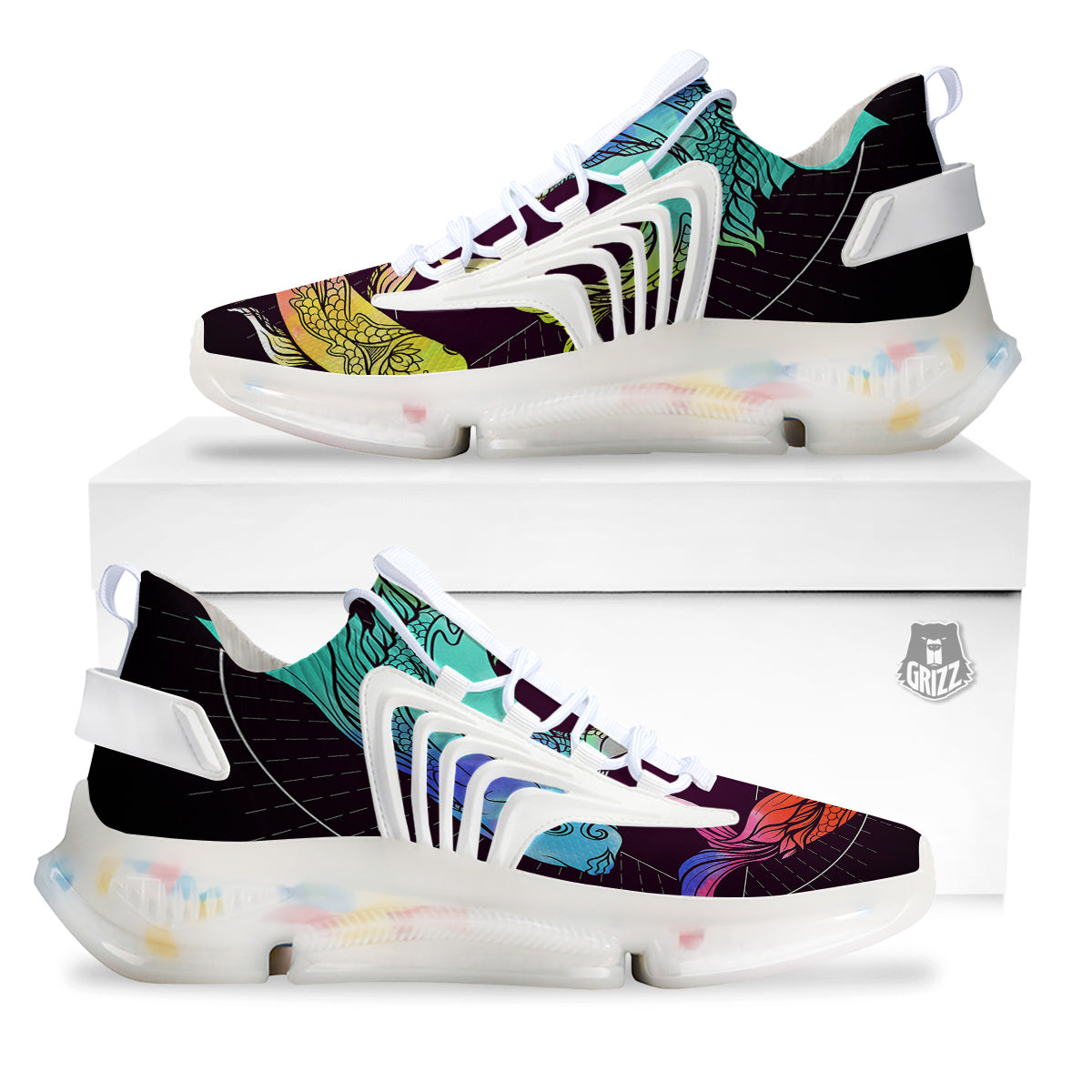 Pisces Sign Colorful Print White Gym Shoes-grizzshop