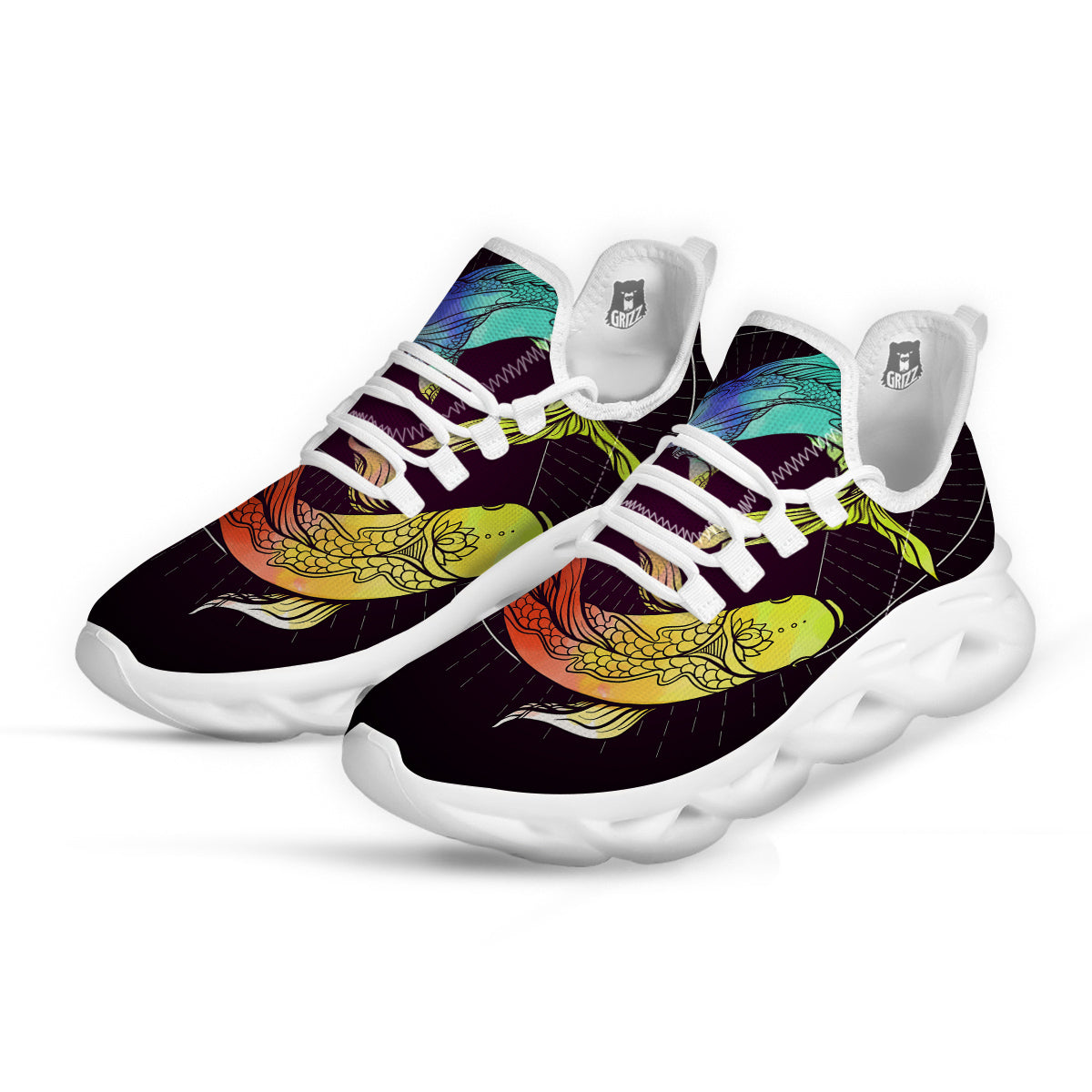 Pisces Sign Colorful Print White Running Shoes-grizzshop