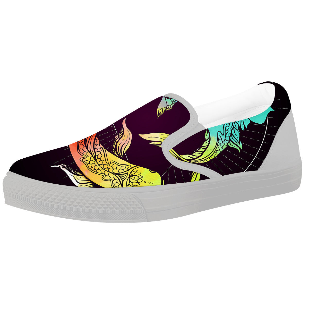 Pisces Sign Colorful Print White Slip On Shoes-grizzshop
