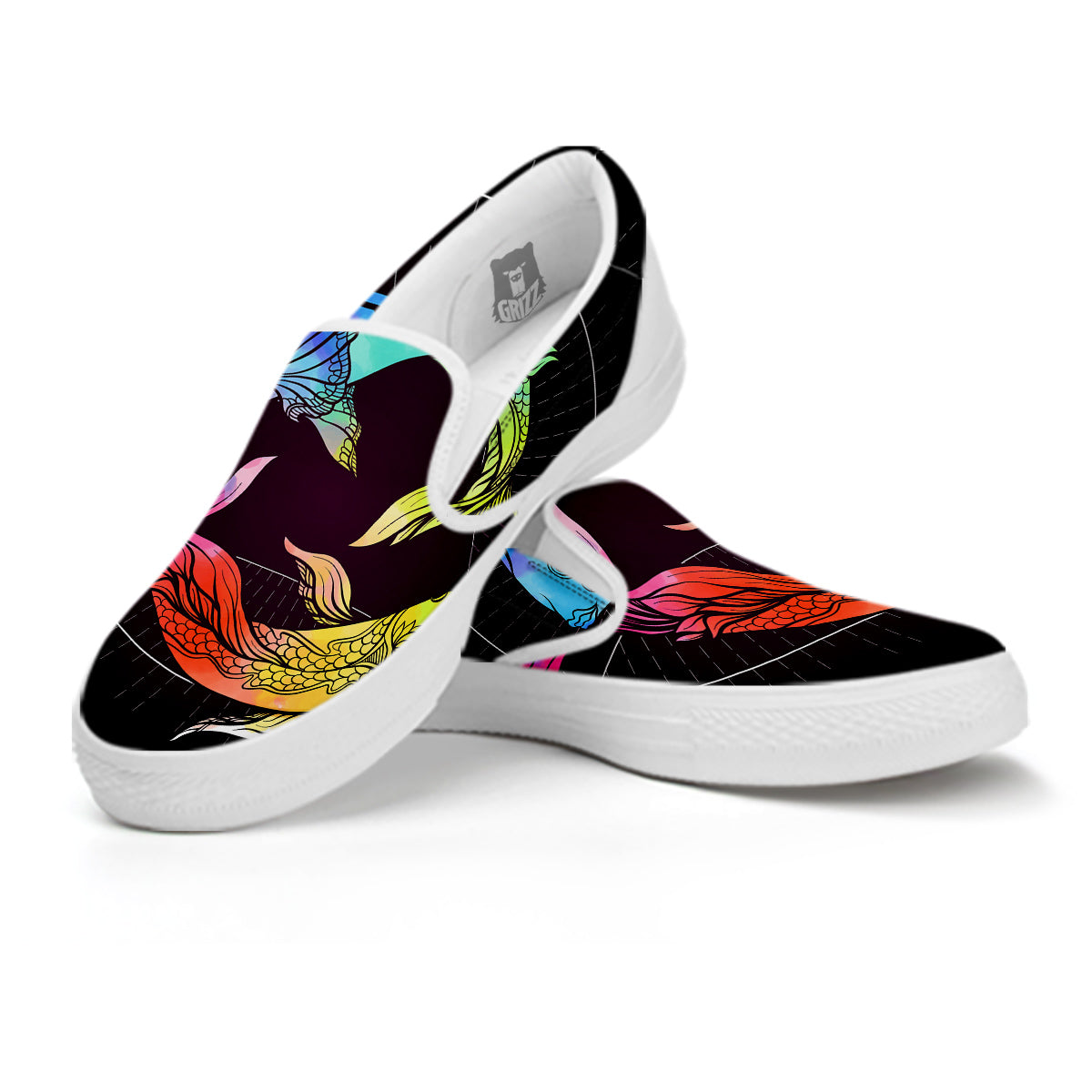 Pisces Sign Colorful Print White Slip On Shoes-grizzshop