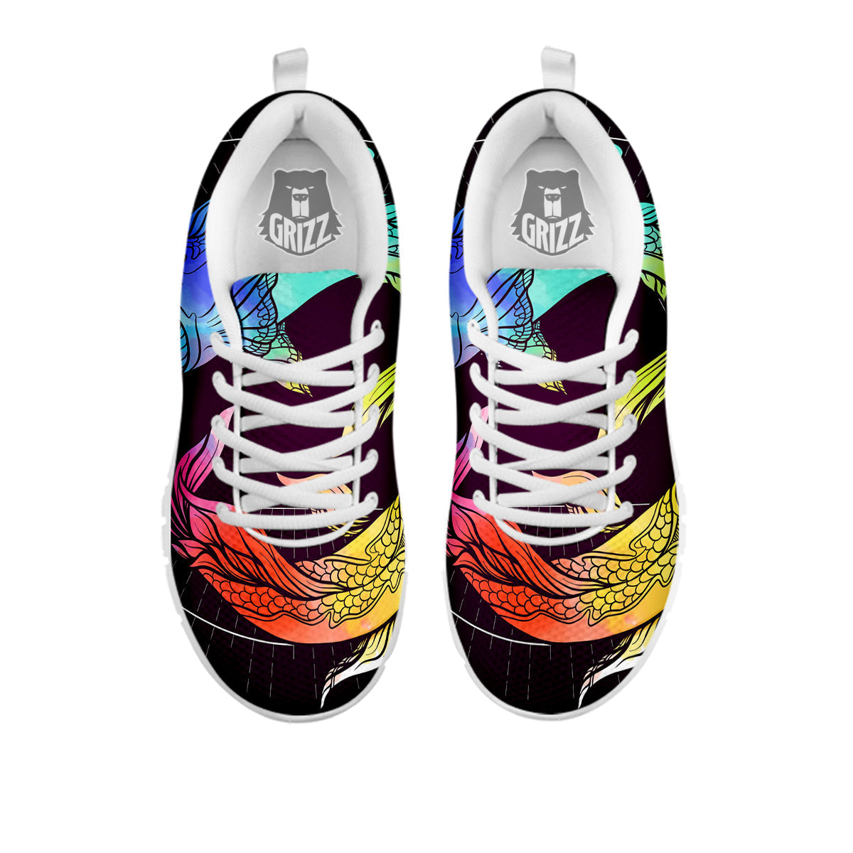 Pisces Sign Colorful Print White Sneaker-grizzshop