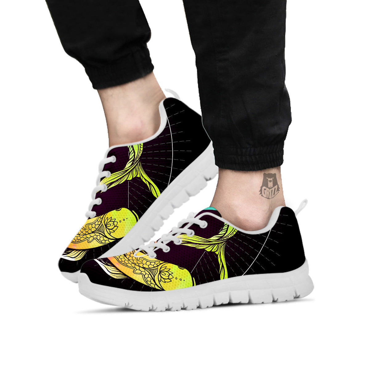 Pisces Sign Colorful Print White Sneaker-grizzshop