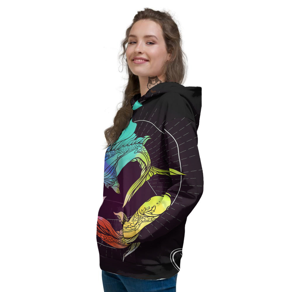 Pisces Sign Colorful Print Women's Hoodie-grizzshop