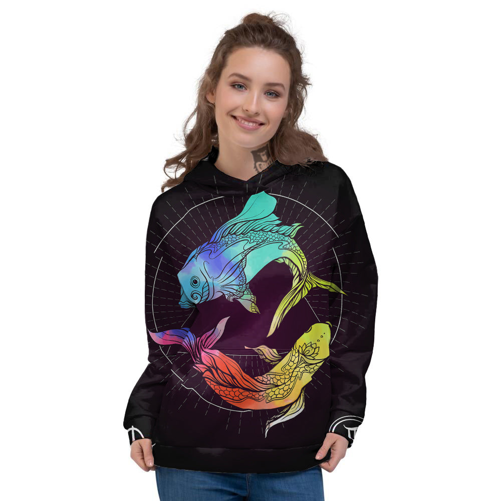Pisces Sign Colorful Print Women's Hoodie-grizzshop