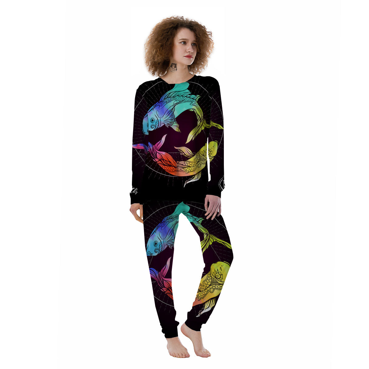Pisces Sign Colorful Print Women's Pajamas-grizzshop