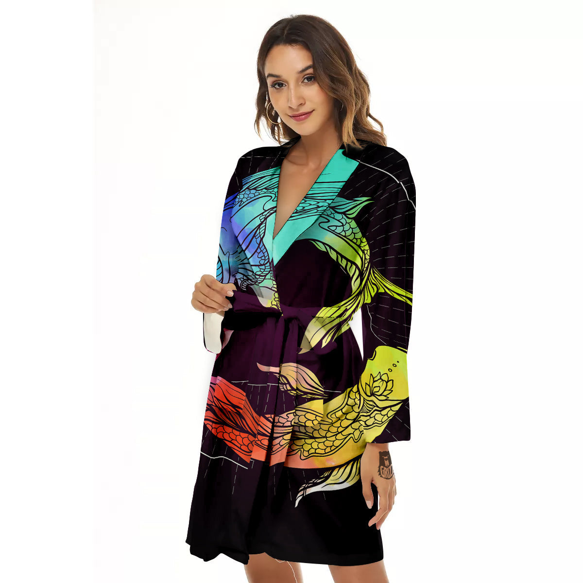 Pisces Sign Colorful Print Women's Robe-grizzshop