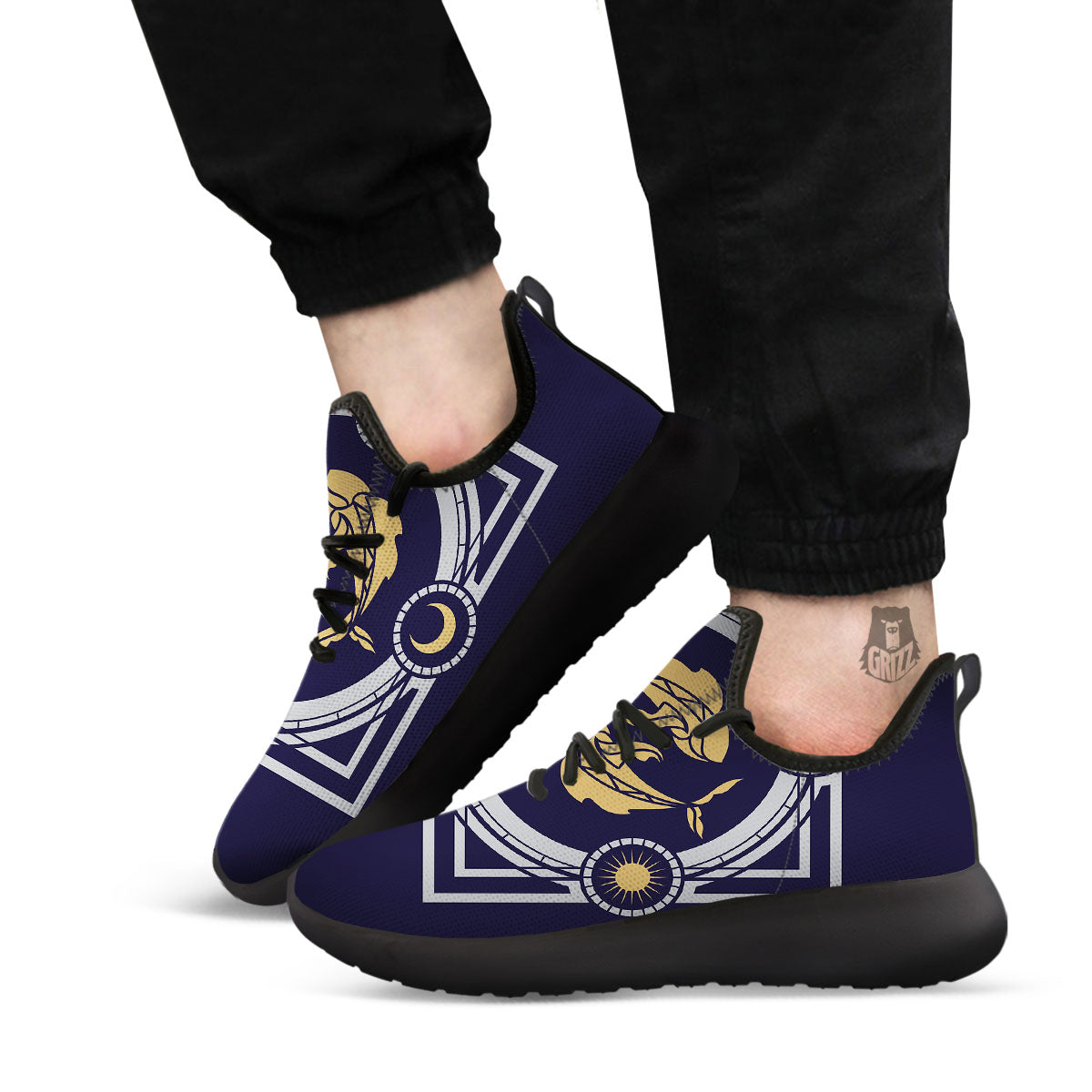 Pisces Sign Horoscope Print Black Athletic Shoes-grizzshop
