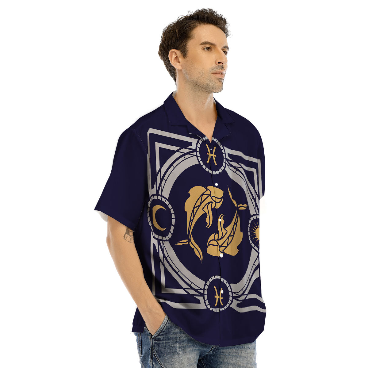 Pisces Sign Horoscope Print Men's Hawaiian Shirt-grizzshop