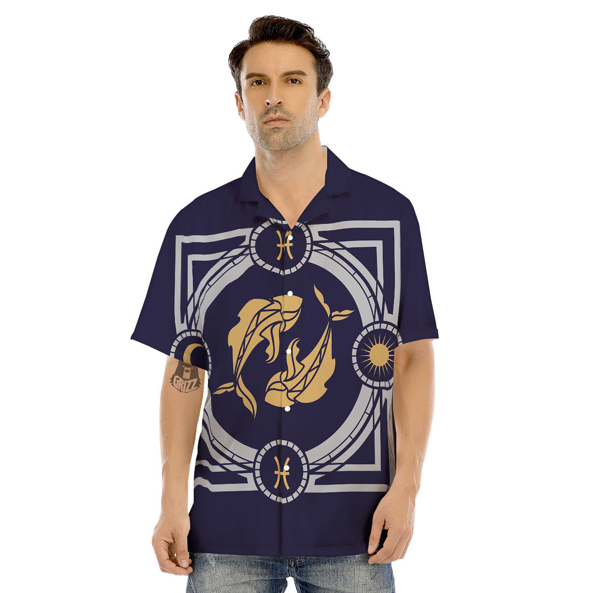 Pisces Sign Horoscope Print Men's Hawaiian Shirt-grizzshop