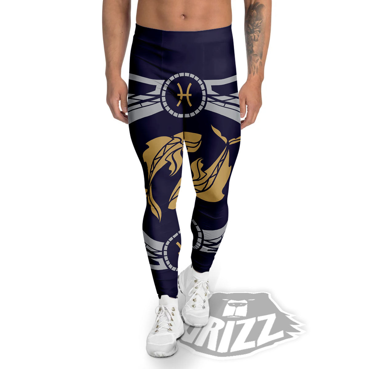 Pisces Sign Horoscope Print Men's Leggings-grizzshop
