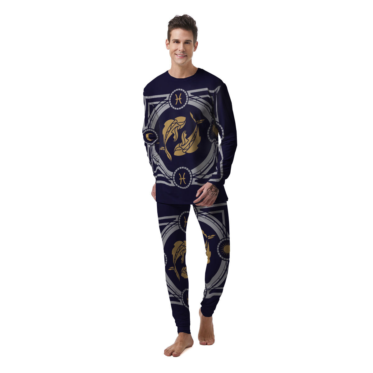Pisces Sign Horoscope Print Men's Pajamas-grizzshop