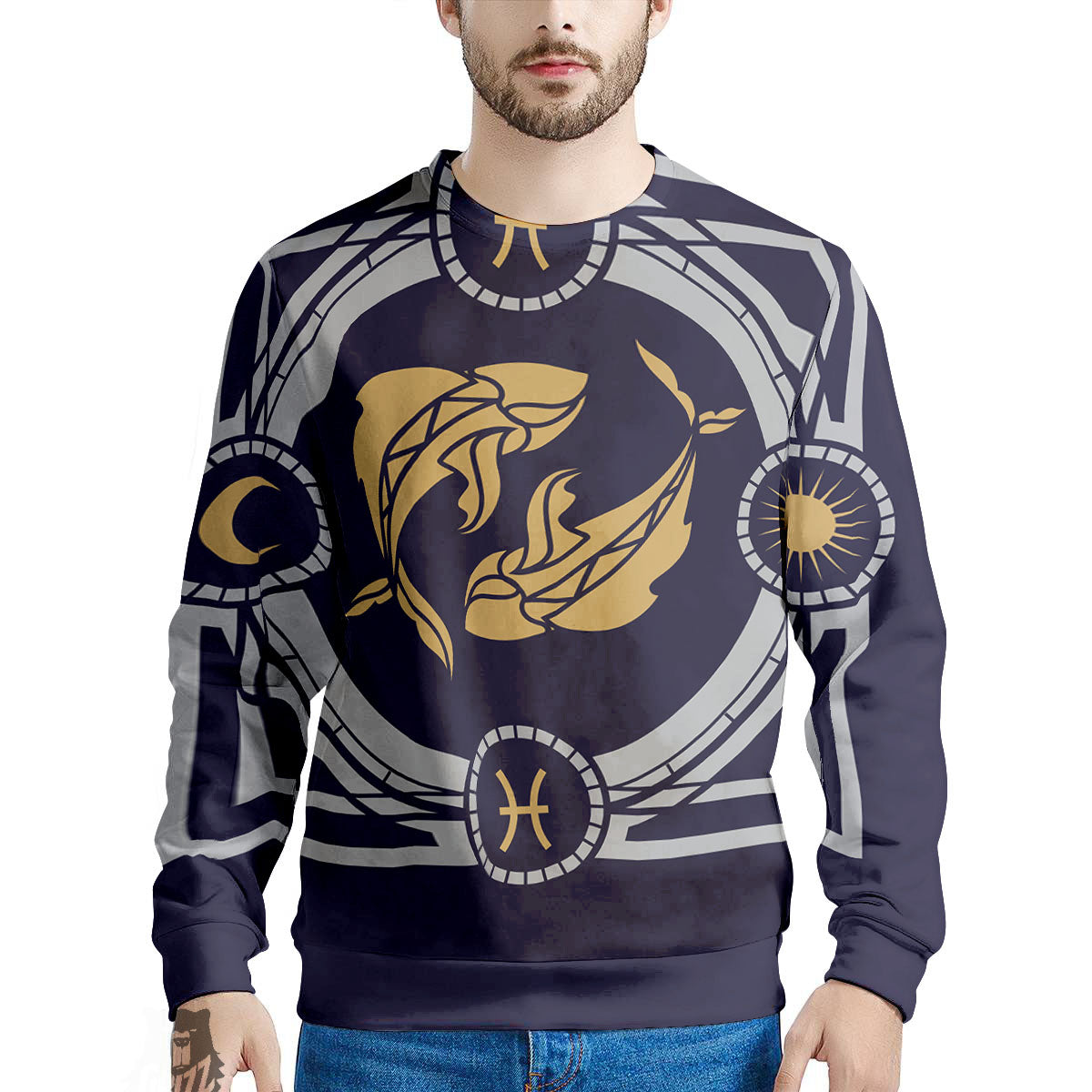 Pisces Sign Horoscope Print Men's Sweatshirt-grizzshop