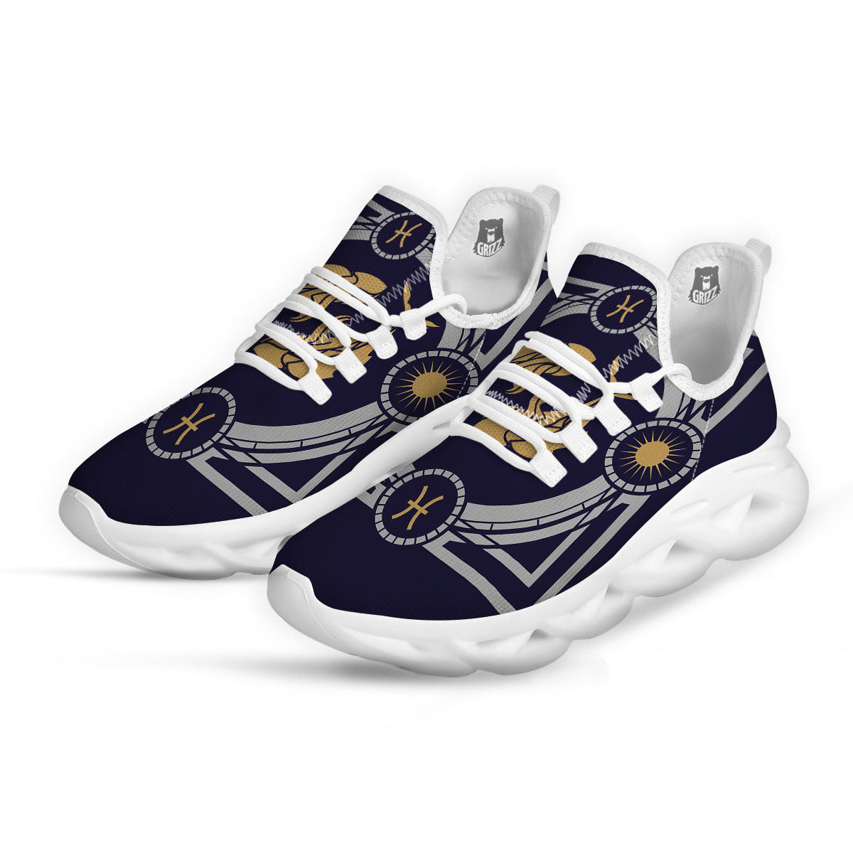 Pisces Sign Horoscope Print White Running Shoes-grizzshop
