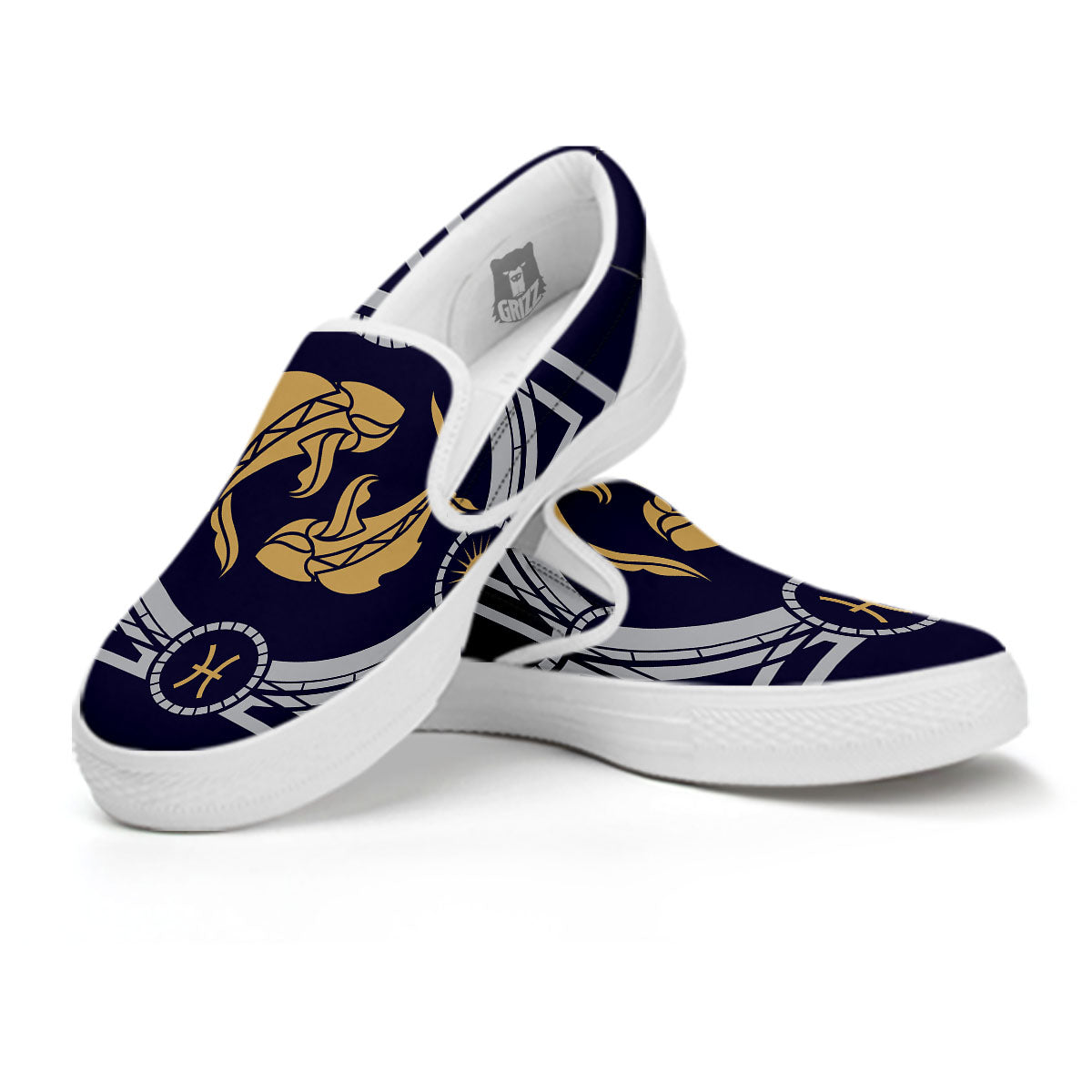 Pisces Sign Horoscope Print White Slip On Shoes-grizzshop