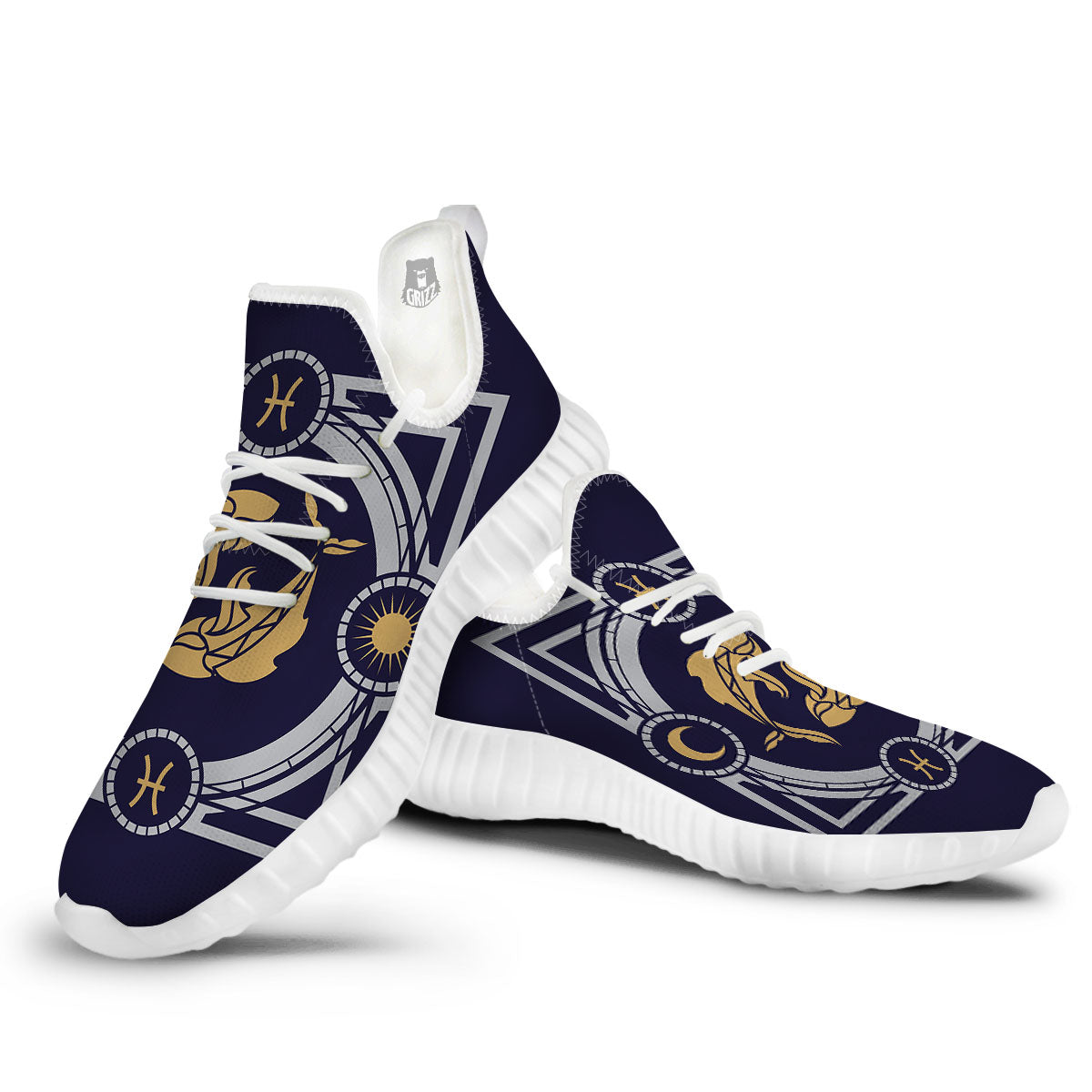 Pisces Sign Horoscope Print White Walking Shoes-grizzshop