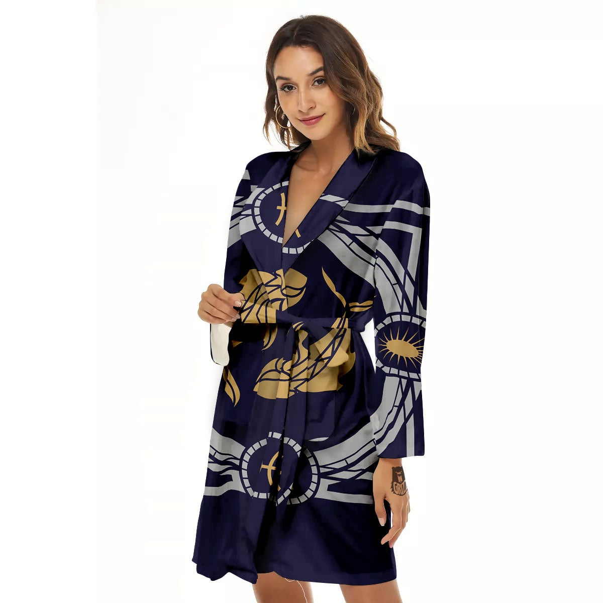 Pisces Sign Horoscope Print Women's Robe-grizzshop