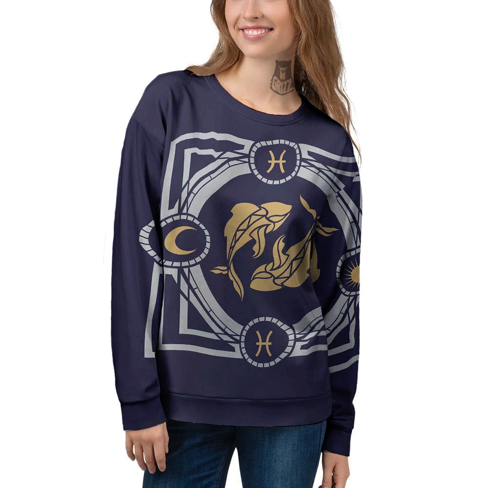 Pisces Sign Horoscope Print Women's Sweatshirt-grizzshop
