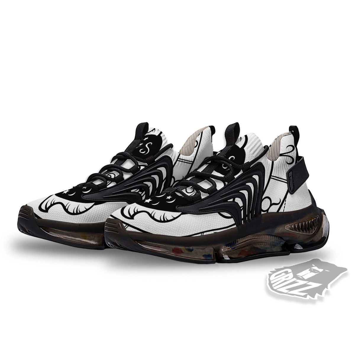 Pisces Sign White And Black Print Black Gym Shoes-grizzshop
