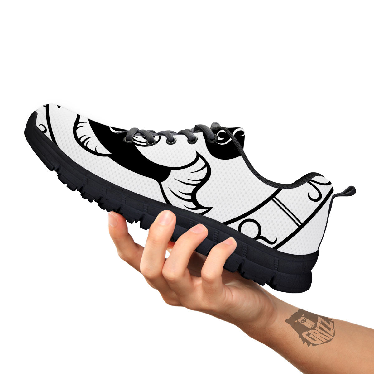 Pisces Sign White And Black Print Black Sneaker-grizzshop