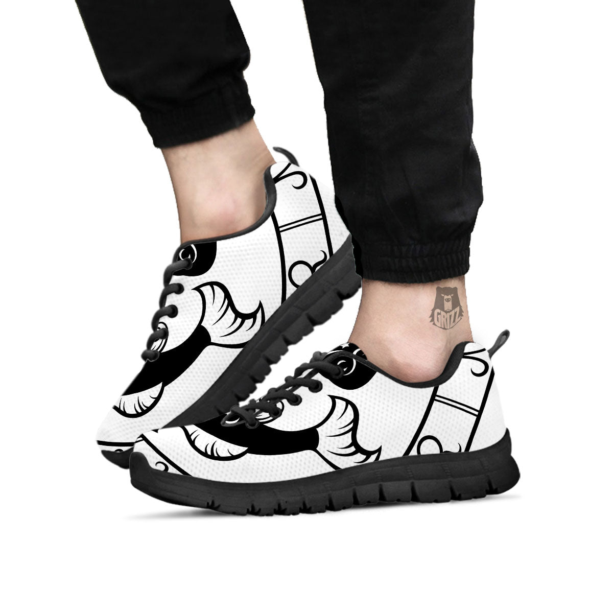 Pisces Sign White And Black Print Black Sneaker-grizzshop