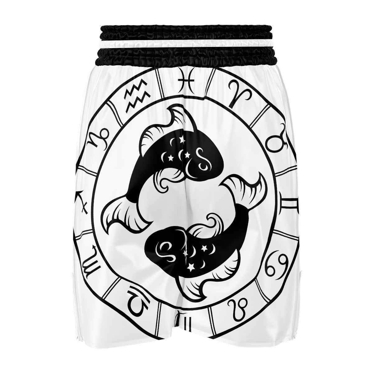 Pisces Sign White And Black Print Boxing Shorts-grizzshop