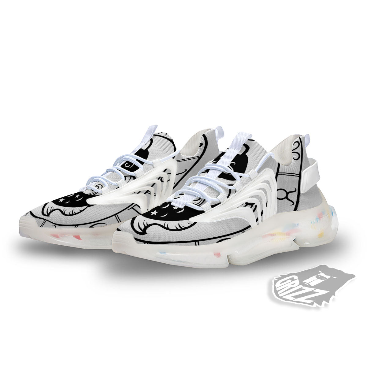 Pisces Sign White And Black Print White Gym Shoes-grizzshop