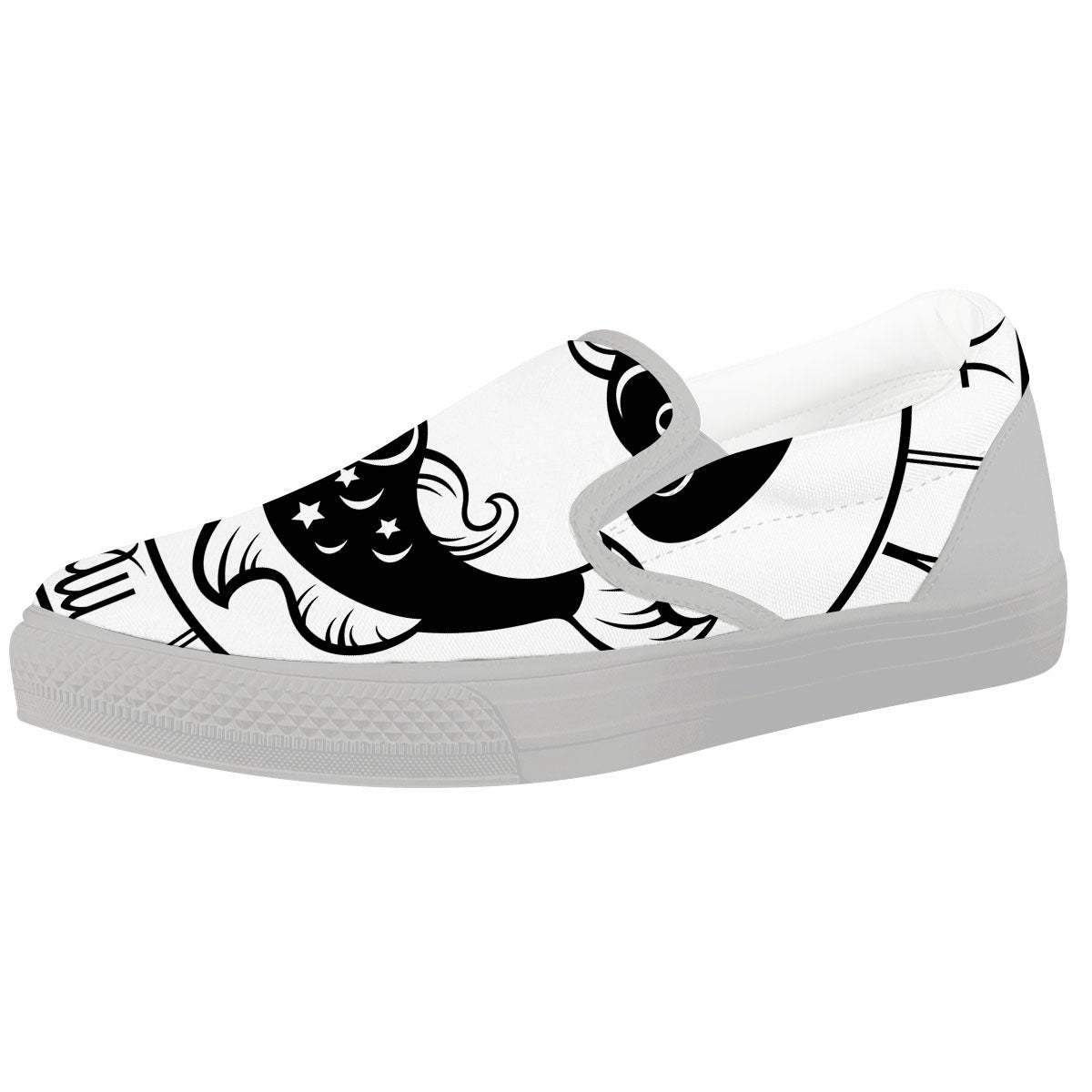 Pisces Sign White And Black Print White Slip On Shoes-grizzshop