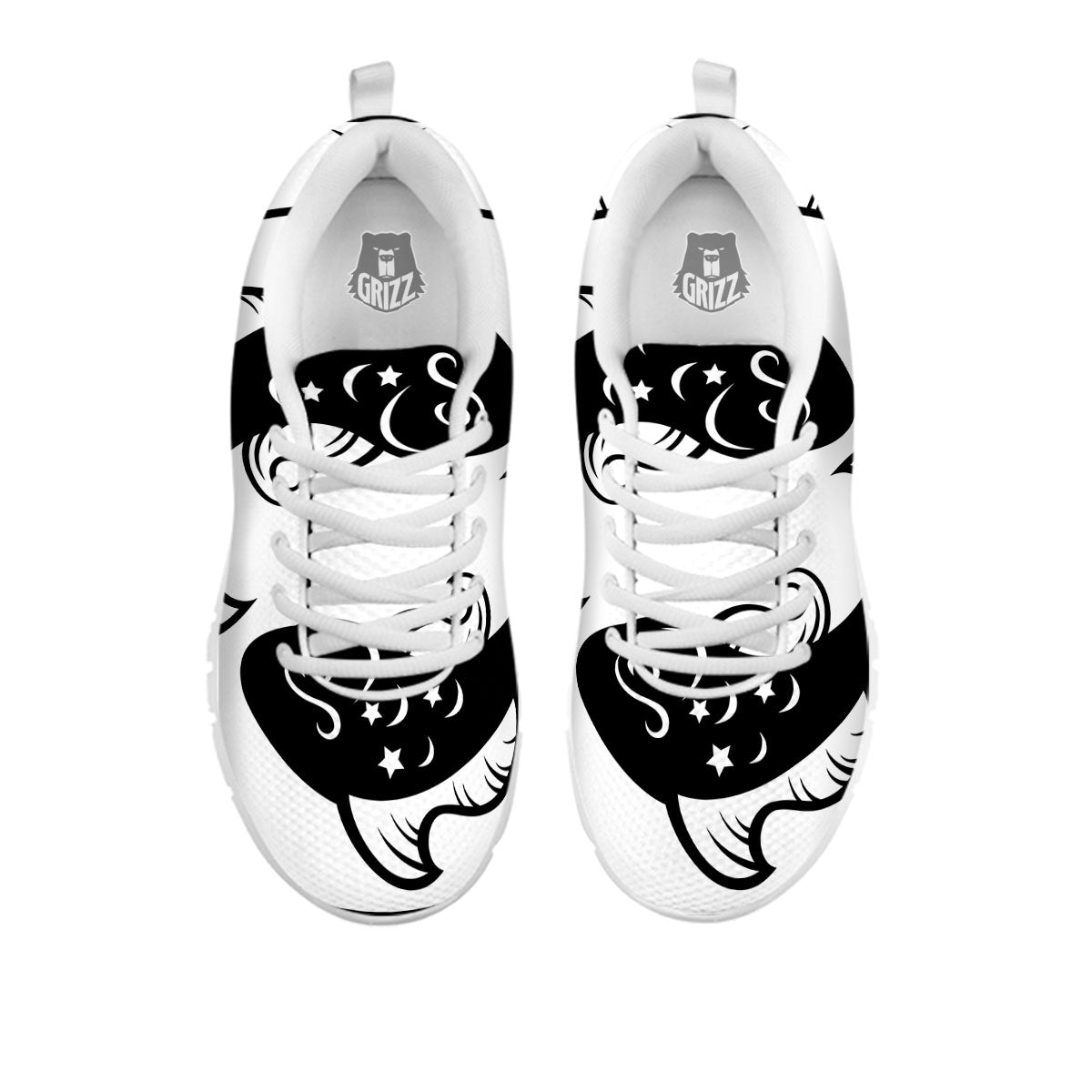 Pisces Sign White And Black Print White Sneaker-grizzshop
