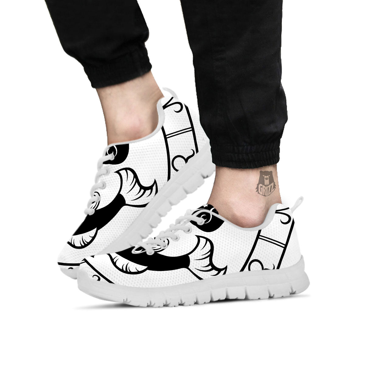 Pisces Sign White And Black Print White Sneaker-grizzshop