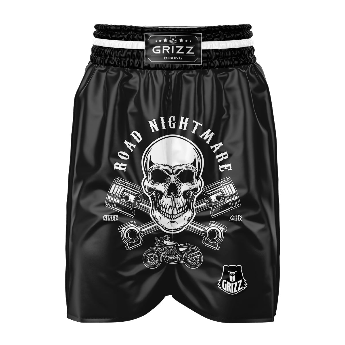 Piston Skull Mechanic Cross Print Boxing Shorts-grizzshop