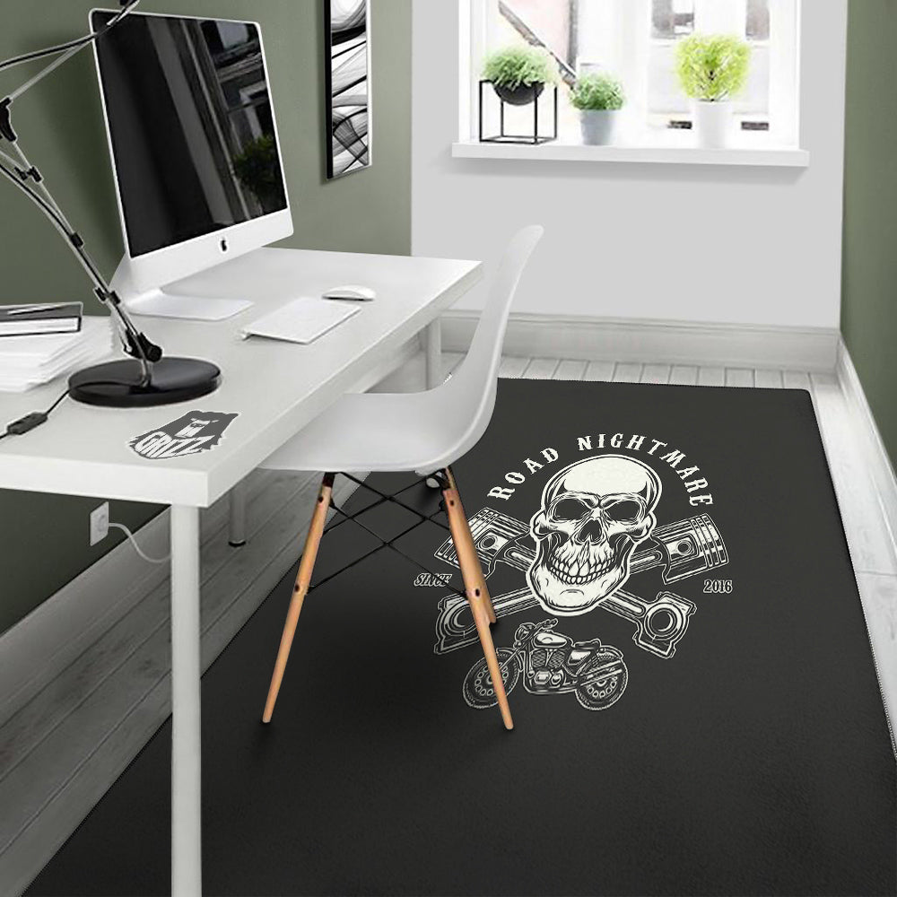 Piston Skull Mechanic Cross Print Floor Mat-grizzshop