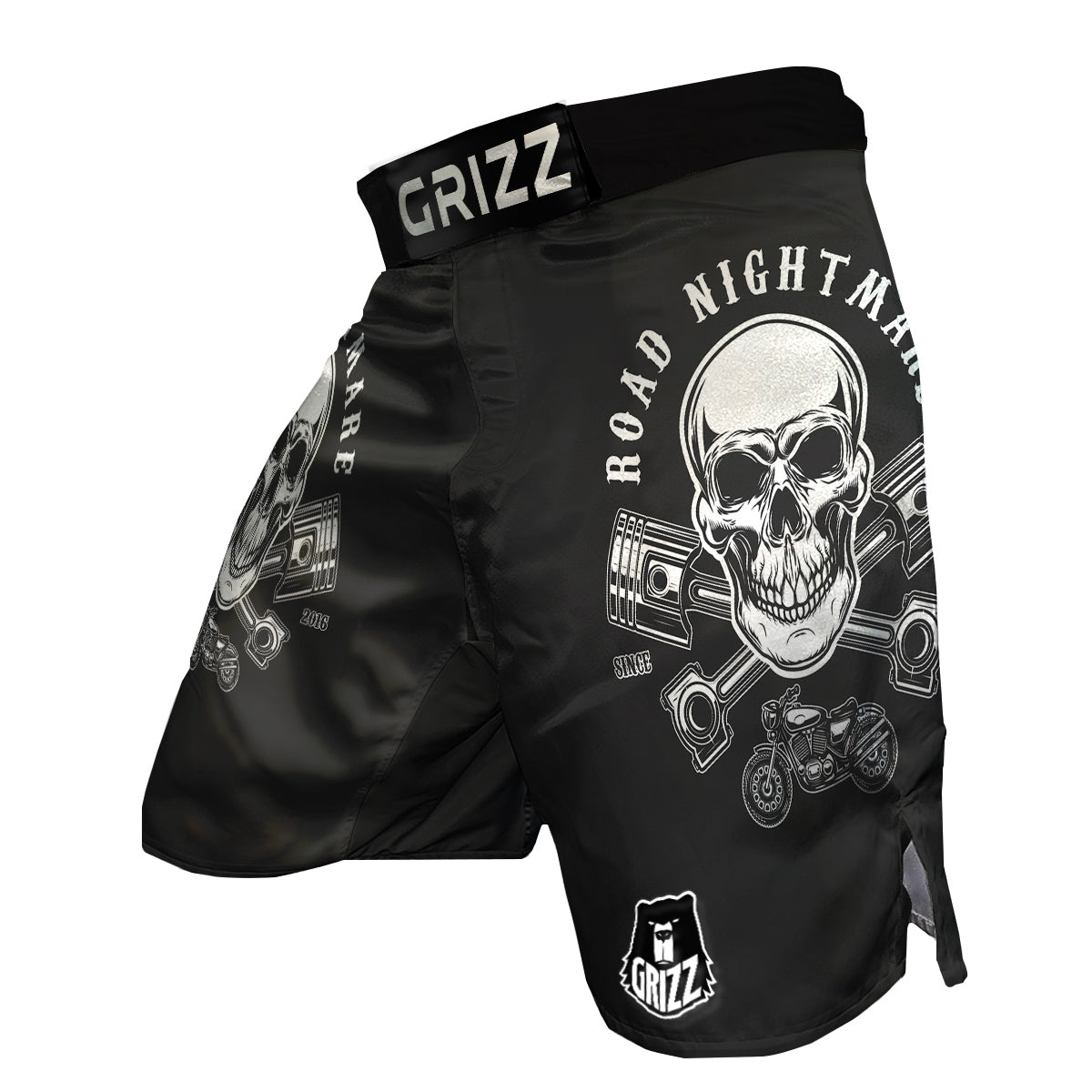 Piston Skull Mechanic Cross Print MMA Shorts-grizzshop