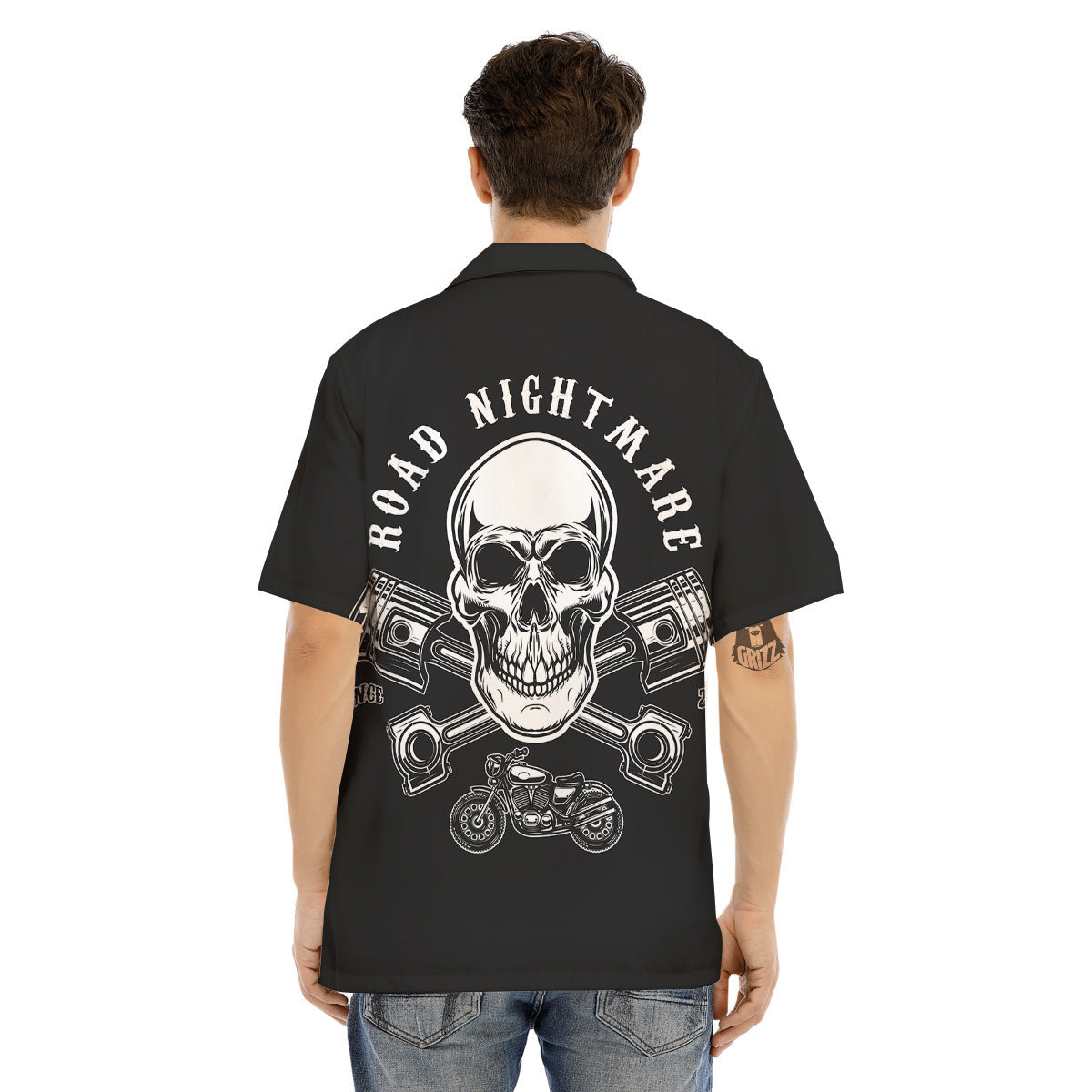 Piston Skull Mechanic Cross Print Men's Hawaiian Shirt-grizzshop