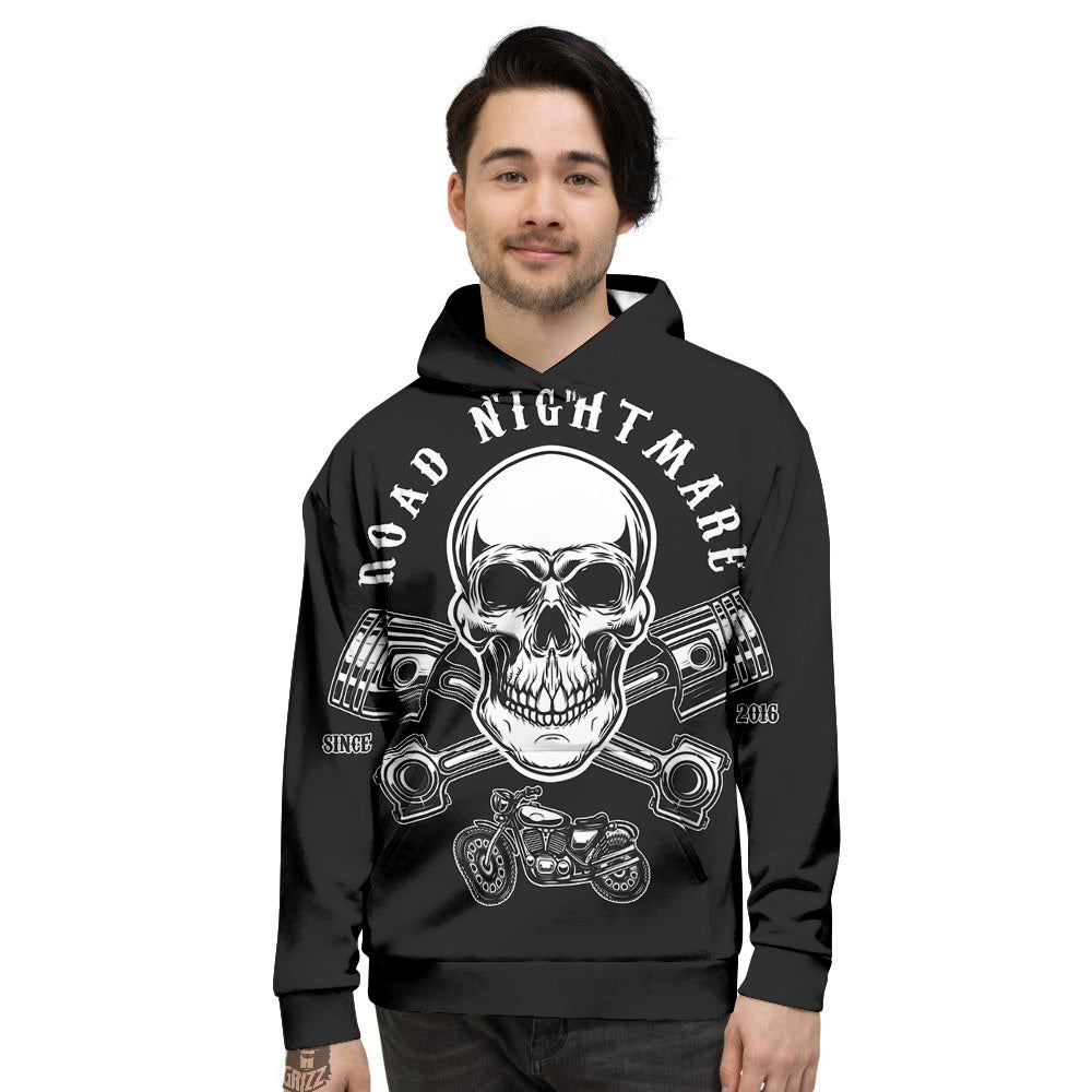 Piston Skull Mechanic Cross Print Men's Hoodie-grizzshop