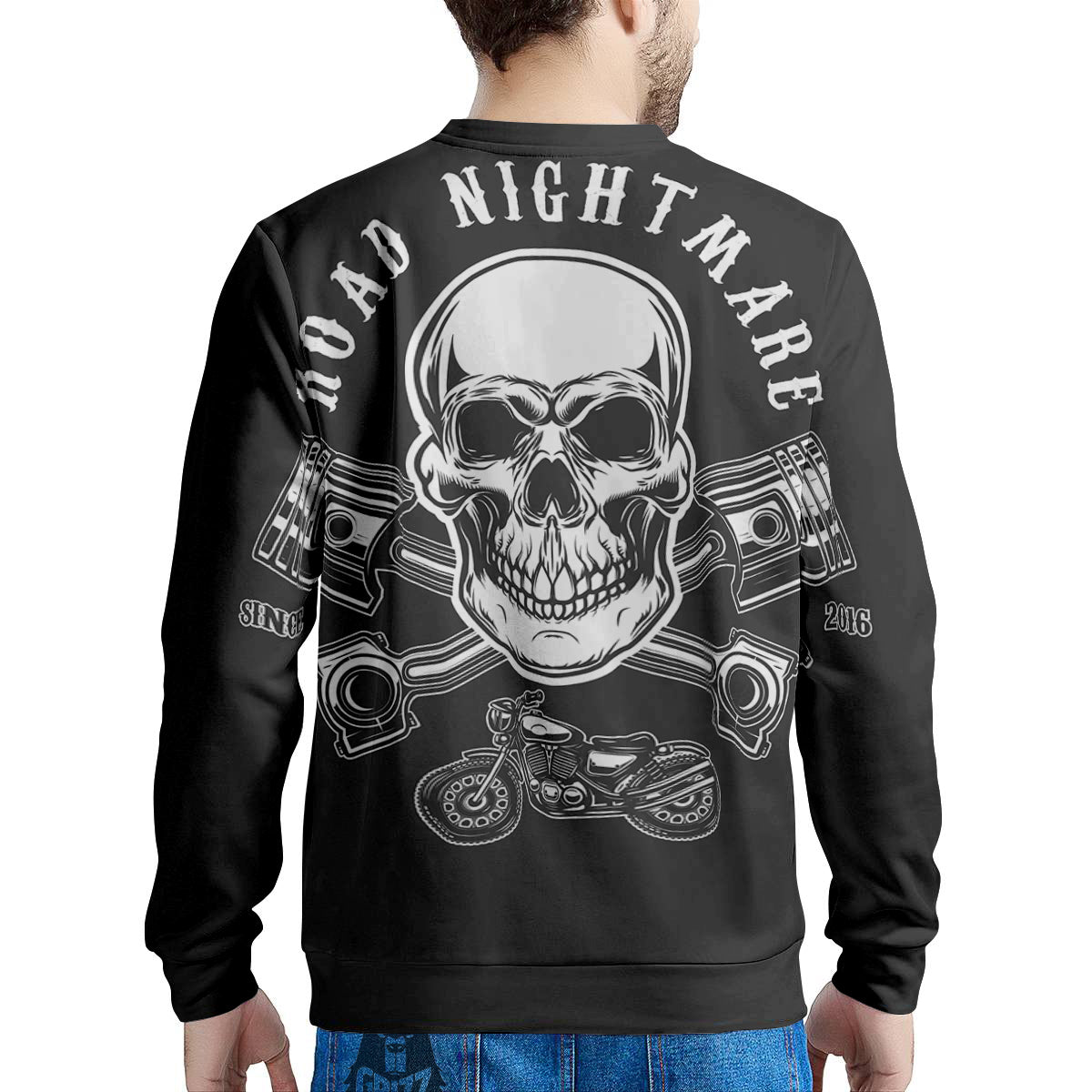 Piston Skull Mechanic Cross Print Men's Sweatshirt-grizzshop