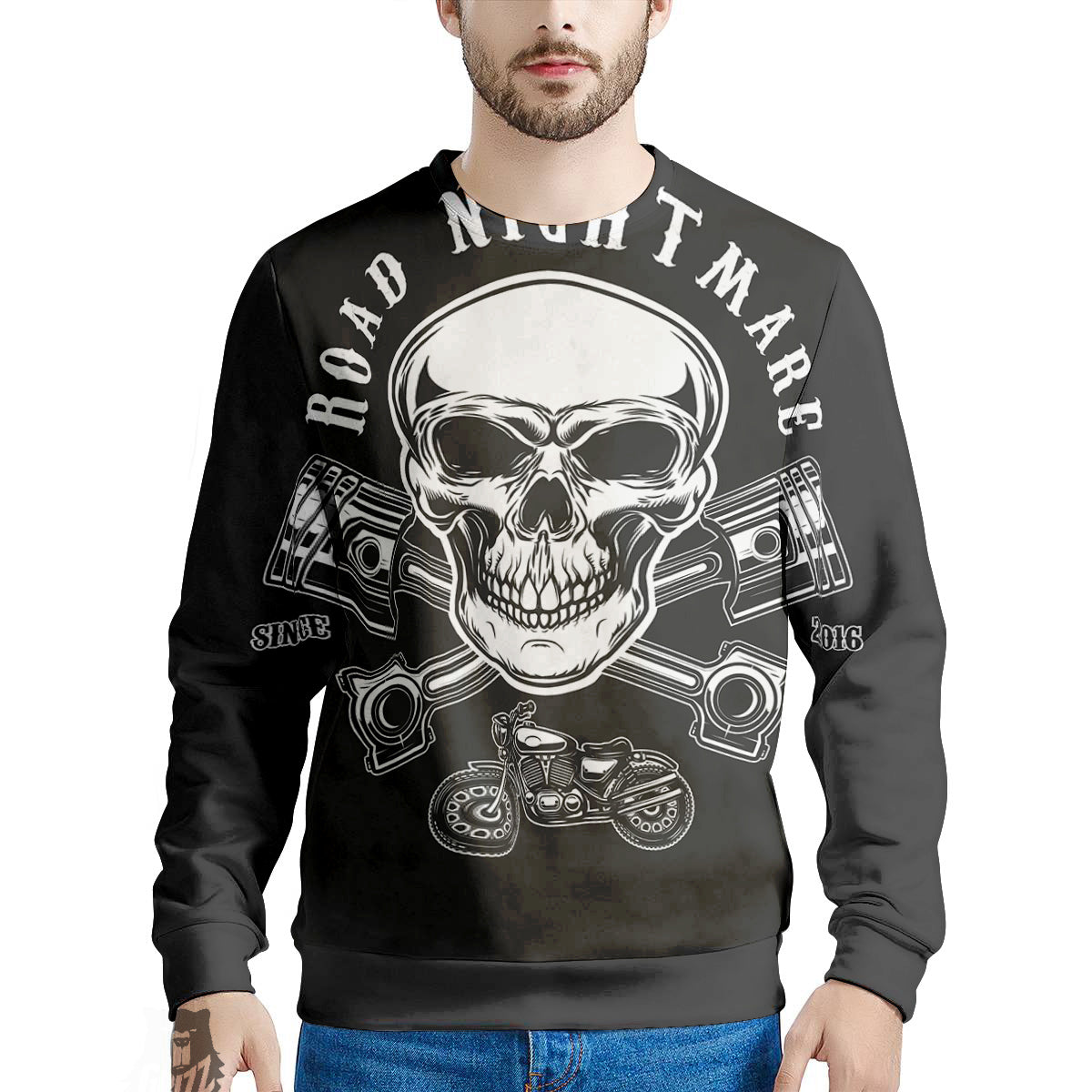 Piston Skull Mechanic Cross Print Men's Sweatshirt-grizzshop