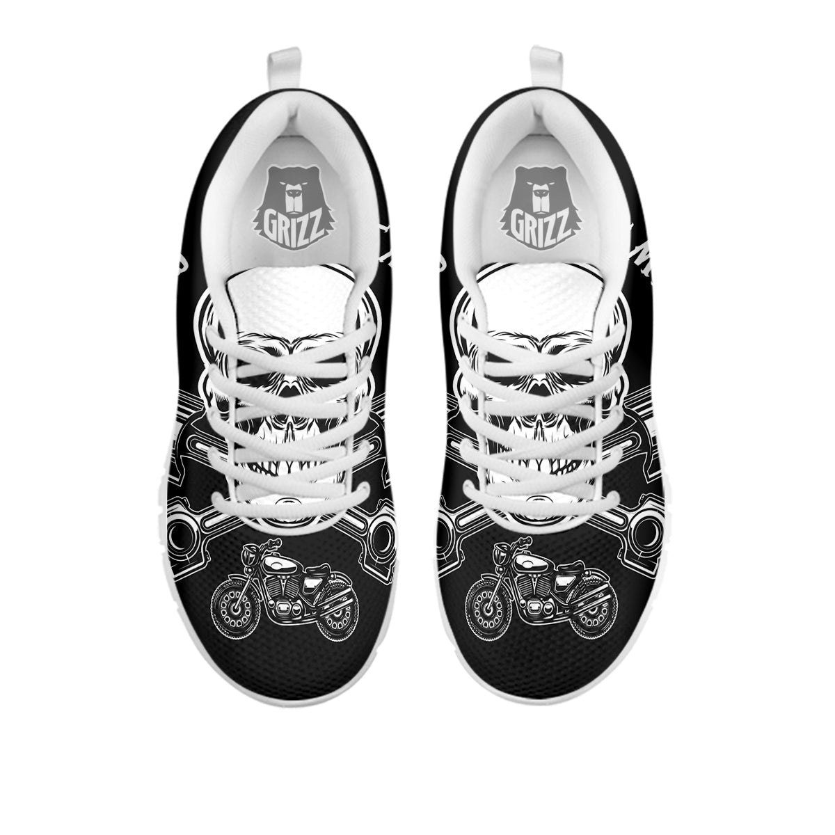 Piston Skull Mechanic Cross Print White Sneaker-grizzshop