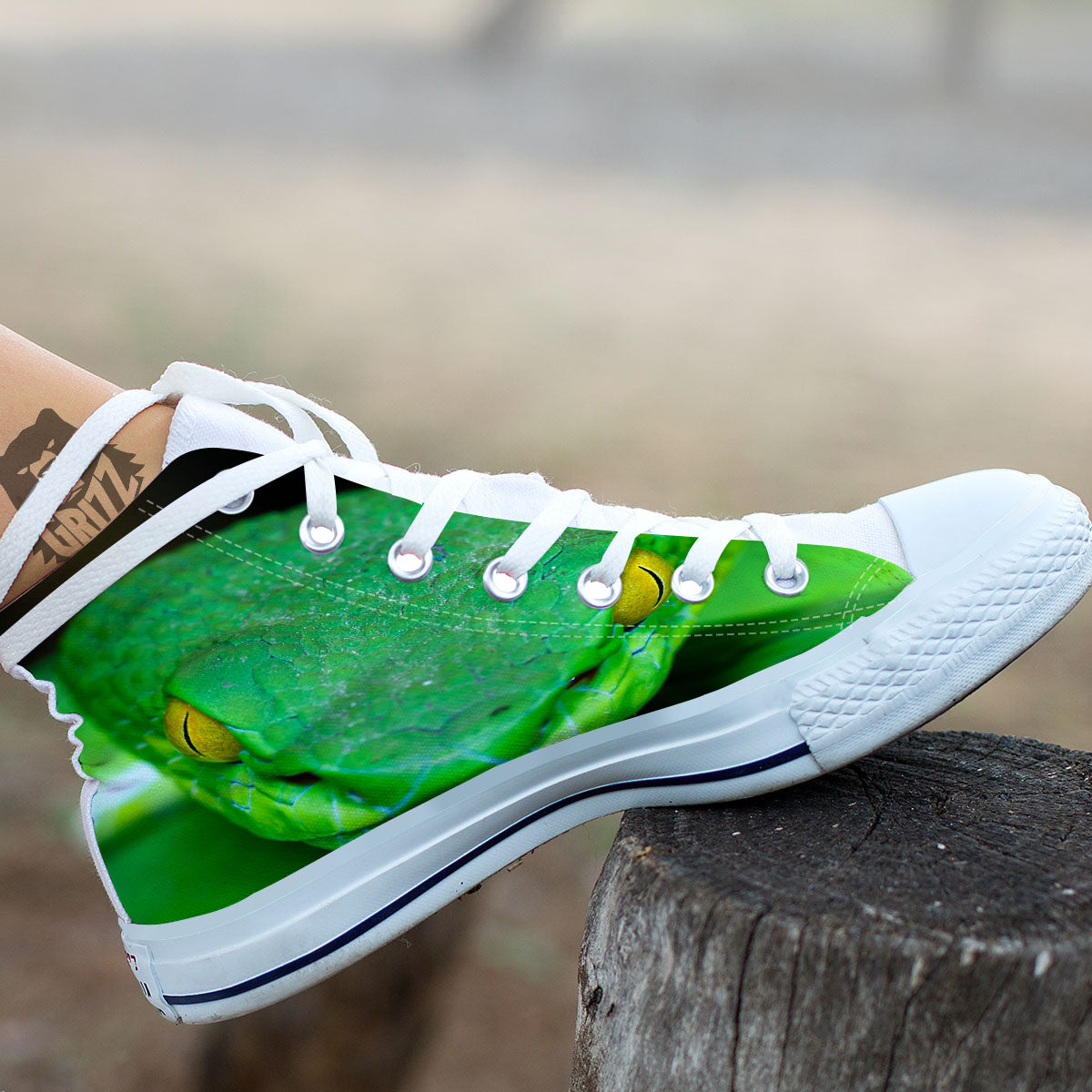 Pit Viper Green Print White High Top Shoes-grizzshop