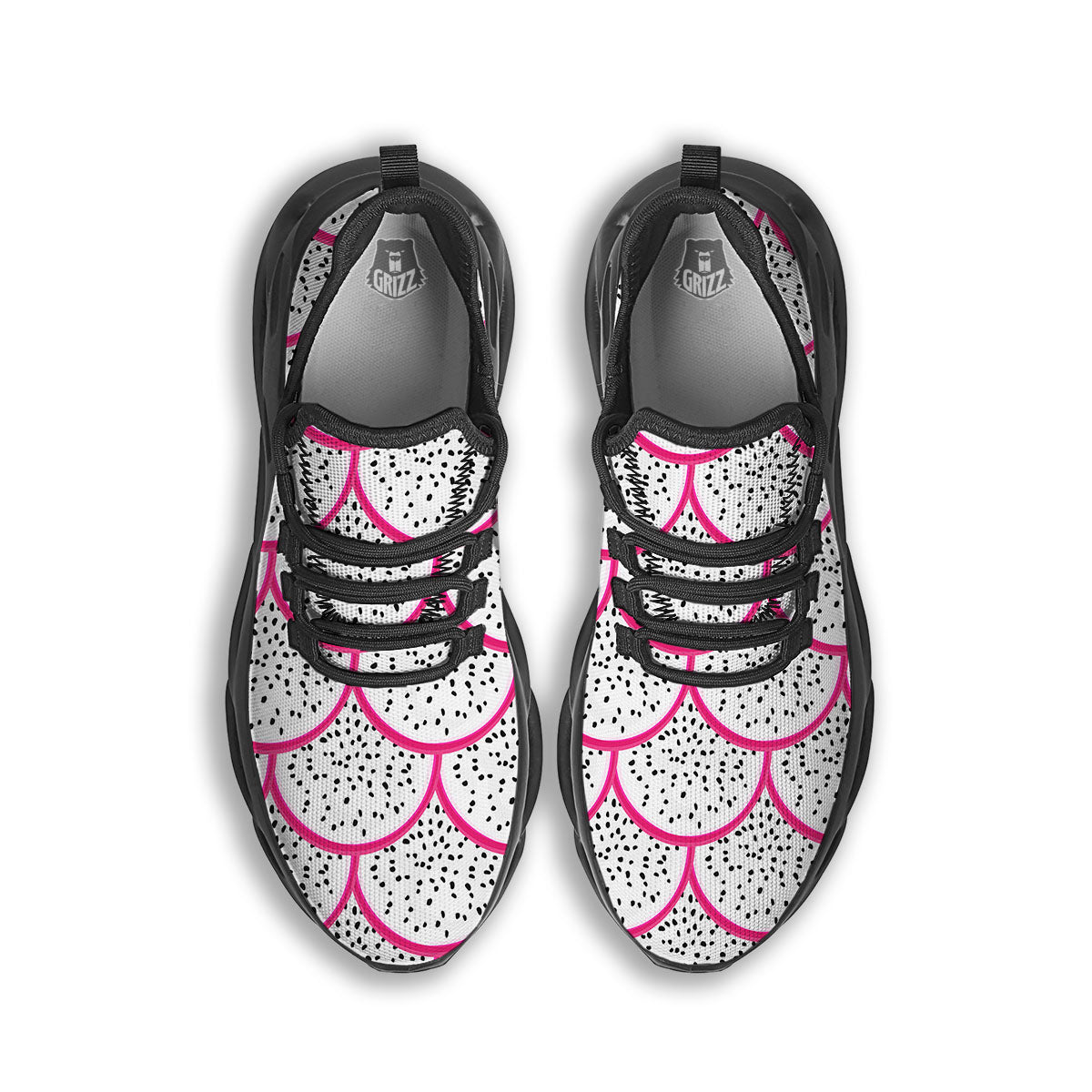 Pitaya Pattern Print Black Running Shoes-grizzshop
