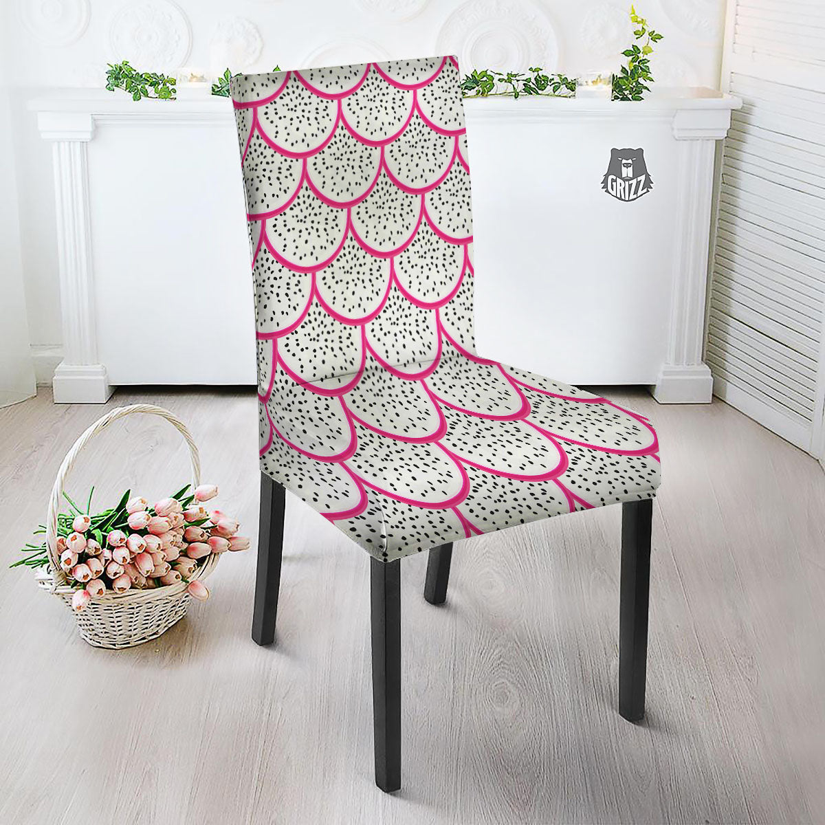 Pitaya Pattern Print Dining Chair Slipcover-grizzshop