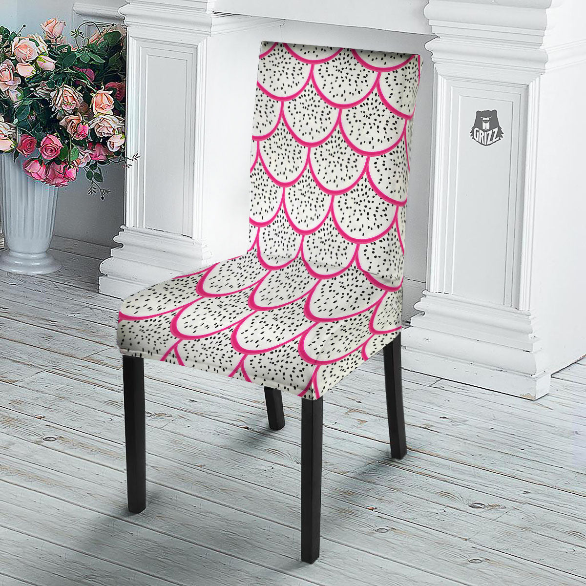 Pitaya Pattern Print Dining Chair Slipcover-grizzshop