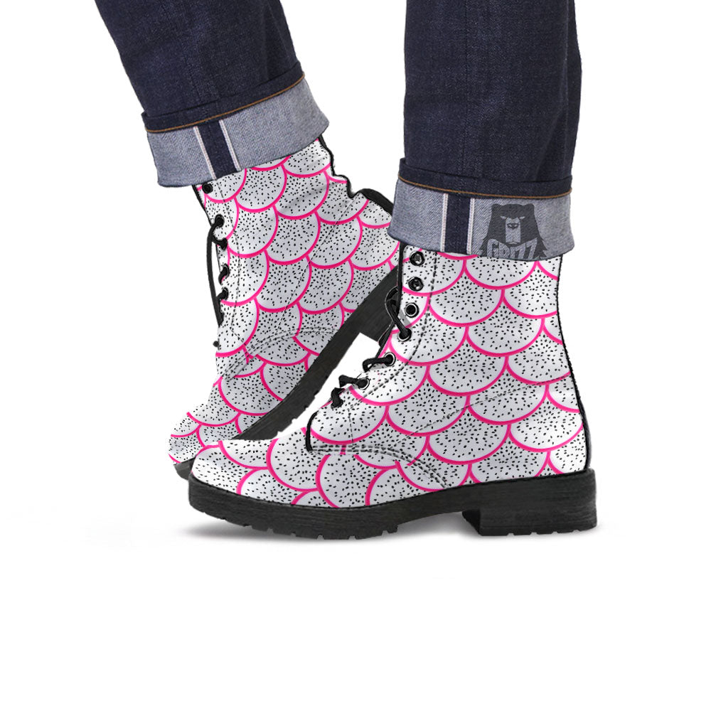 Pitaya Pattern Print Leather Boots-grizzshop