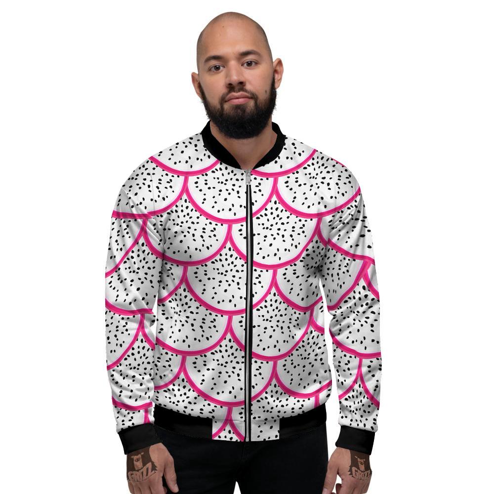 Pitaya Pattern Print Men's Bomber Jacket-grizzshop