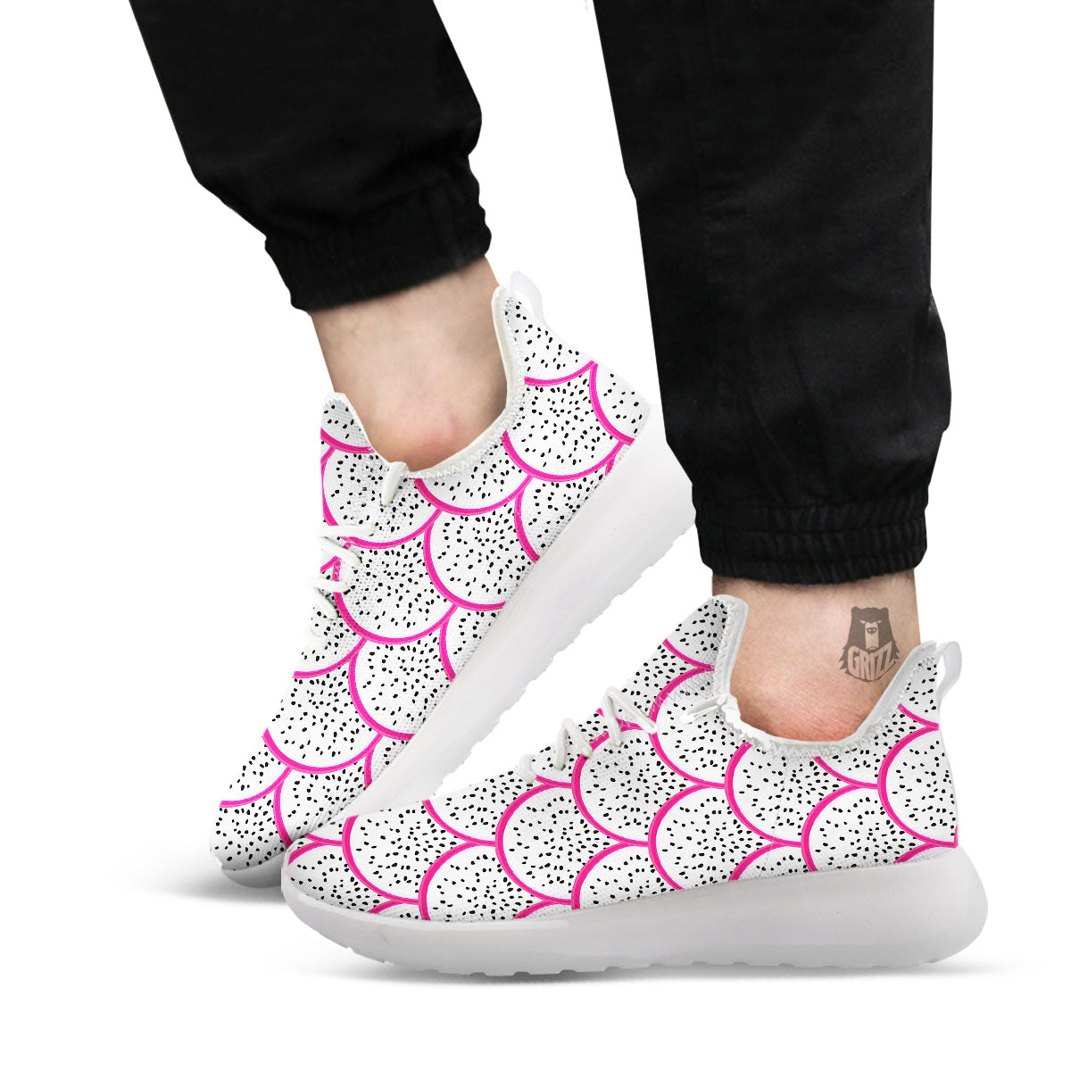 Pitaya Pattern Print White Athletic Shoes-grizzshop